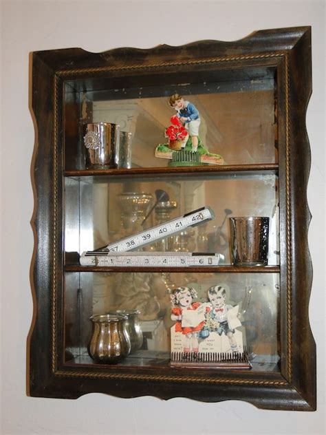 metal shadow box mirror with shelf|antique shadow boxes with mirror.